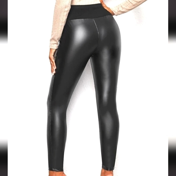 Patent Faux Leather Maternity Leggings with Full Panel in Black Size XL NWT - Picture 4 of 10